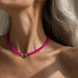 Rondelle Pink Agate Bead Necklace