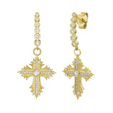 Cross Diamond Dangle Earrings