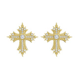 Cross Diamond Post Back Earrings