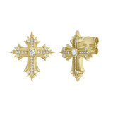 Cross Diamond Post Back Earrings