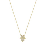 Hamsa Full Pavé Diamond Charm Necklace