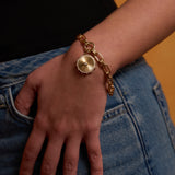 LIONHEART SIGNATURE DOUBLE OVAL LINK BRACELET WITH CASSANDANE SUN MEDALLION