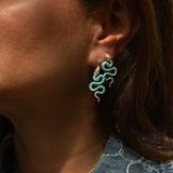 Nouvelle Diamond Turquoise Enamel Serpent Earrings