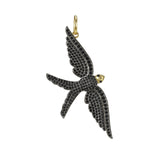 Wings of Love Black Diamond Swallow Charm