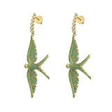 Wings Of Love Emerald Swallow Drop Earrings