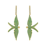 Wings Of Love Emerald Swallow Drop Earrings