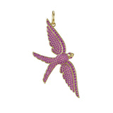 Wings of Love Pink Sapphire Swallow Charm