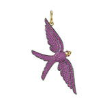 Wings of Love Pink Sapphire Swallow Charm