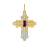 Diamond and Ruby Cross Charm