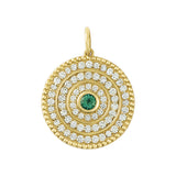 Beaded diamond and emerald medallion