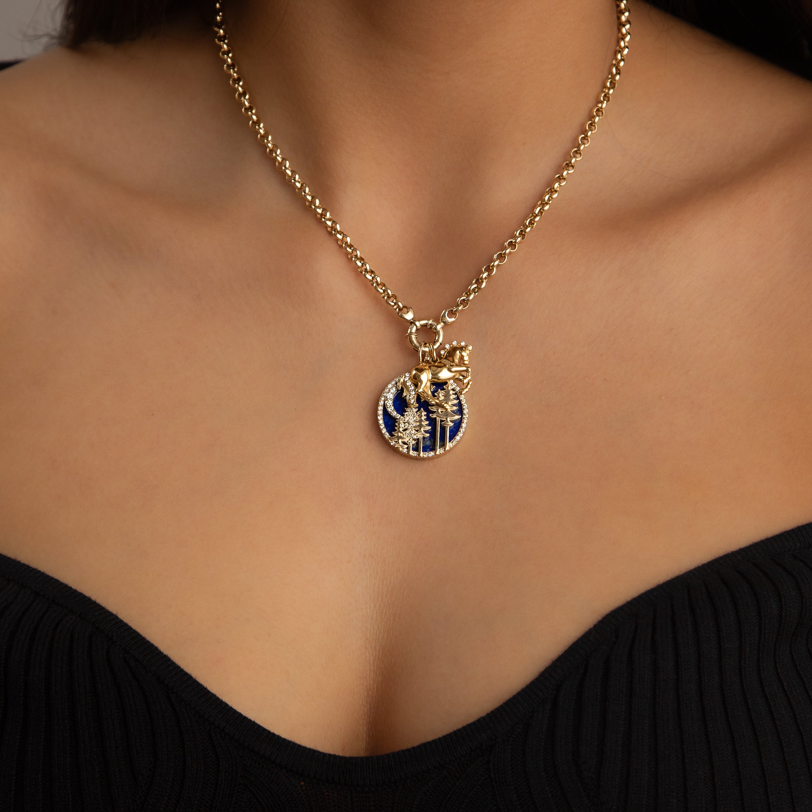 lapis medallion on a rolo chain 