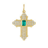 Diamond and Emerald Cross Charm