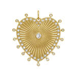 Lionheart Cassandane mega diamond heart medallion in 14K gold with full diamond border — vintage heirloom charm