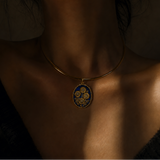 Sunflowers in Bloom Lapis Lazuli Oval Medallion