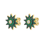 Lionheart Lumière emerald star post earrings in 14K gold — dainty celestial studs inspired by the elegance of Victorian star jewelry
