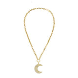Måneskin Diamond Moon Charm on the Lionheart Signature Chain Necklace