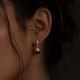 Rondelle Black Agate Bead Earrings