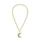 Måneskin Emerald Moon Charm on the Lionheart Signature Chain Necklace