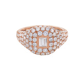 Baguette Diamond Pavé Signet Ring