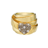 Chelsea Heart Ring With White And Champagne Diamonds