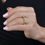 Lionheart Aurelia 14K gold stackable ring with emeralds — luxury gemstone band for layering