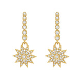 Lionheart Lumière diamond star dangle earrings in 14K gold — luminous celestial drops inspired by the elegance of Victorian star jewelry