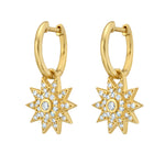 Lionheart Lumière diamond star dangle earrings in 14K gold — luminous celestial drops inspired by Victorian star motifs