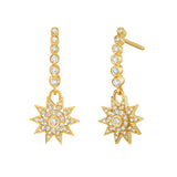 Lionheart Lumière diamond star dangle earrings in 14K gold — luminous celestial drops inspired by the elegance of Victorian star jewelry