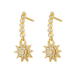 Lionheart Lumière diamond star dangle earrings in 14K gold — luminous celestial drops inspired by the elegance of Victorian star jewelry