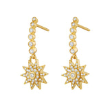 Lionheart Lumière diamond star dangle earrings in 14K gold — luminous celestial drops inspired by the elegance of Victorian star jewelry