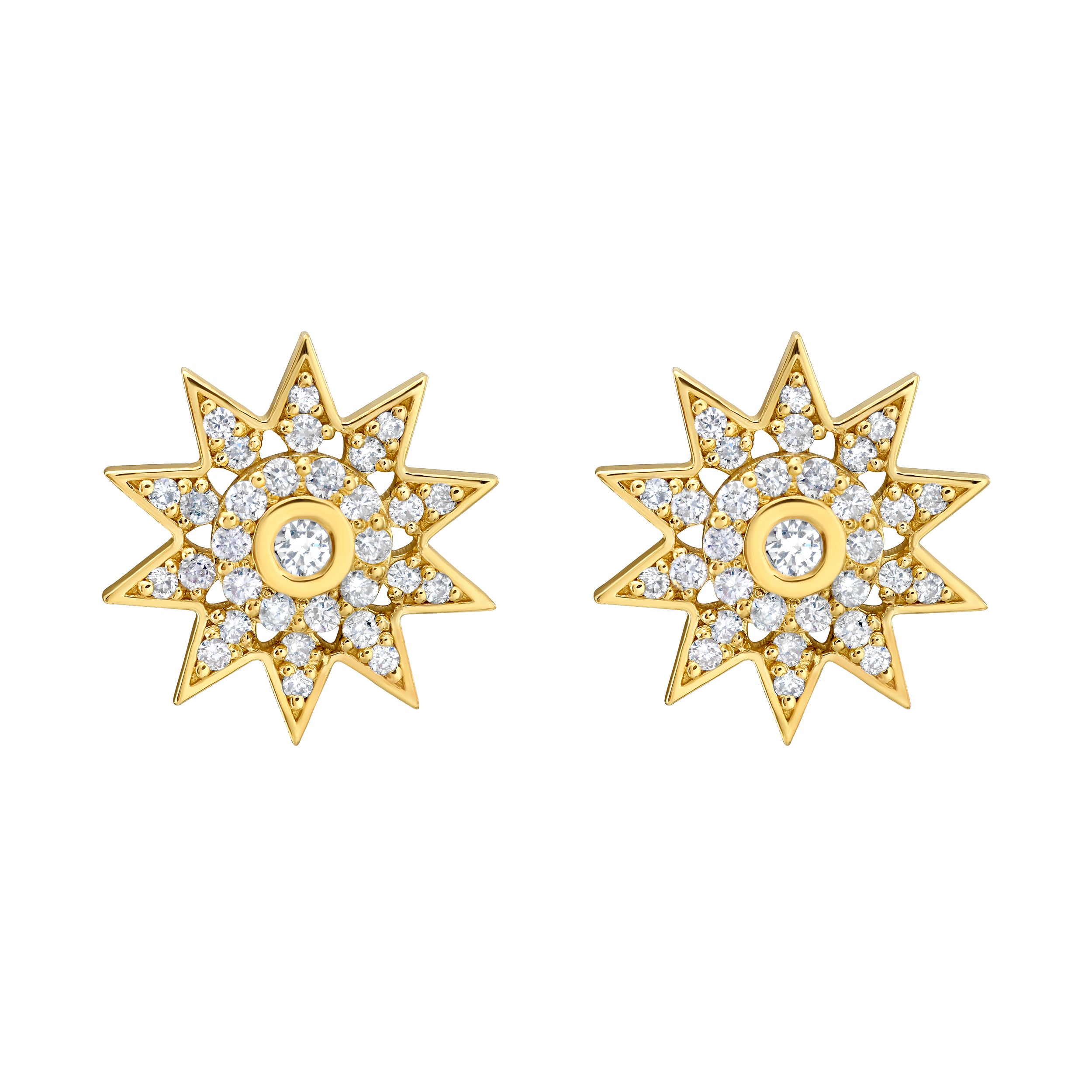 Lionheart Lumière diamond star post earrings in 14K gold — dainty celestial studs inspired by the elegance of Victorian star jewelry
