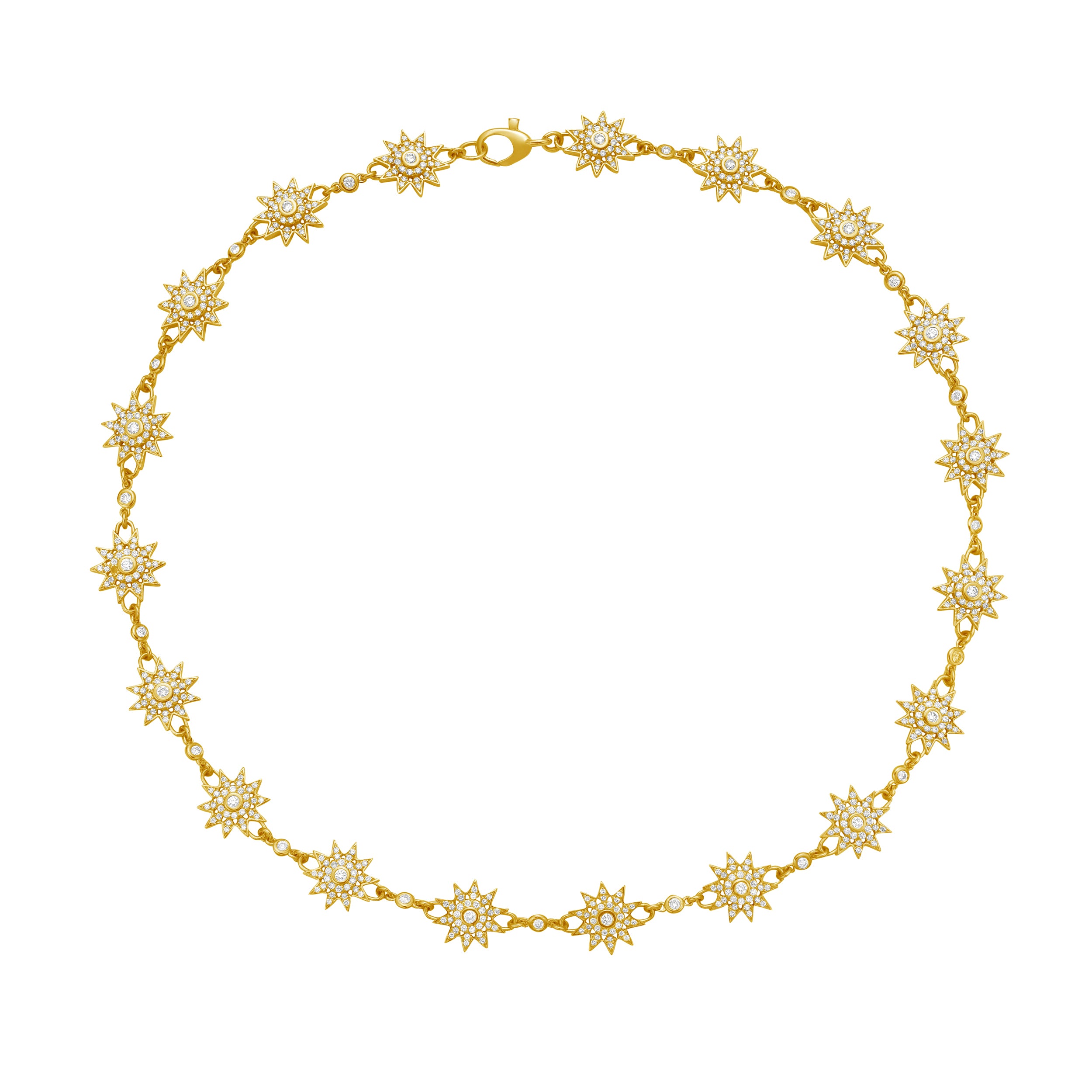 Lionheart Lumière diamond star station necklace in 14K gold with diamonds — a celestial design echoing the Victorian era