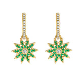 Lionheart Lumière emerald star dangle earrings in 14K gold — elegant celestial drops inspired by the romance of Victorian star jewelry