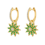 Lionheart Lumière emerald star dangle earrings in 14K gold — elegant celestial drops inspired by the romance of Victorian star jewelry
