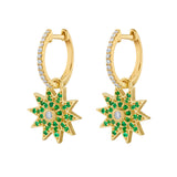 Lionheart Lumière emerald star dangle earrings in 14K gold — elegant celestial drops inspired by the romance of Victorian star jewelry