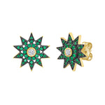 Lionheart Lumière emerald star post earrings in 14K gold — dainty celestial studs inspired by the elegance of Victorian star jewelry