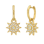 Lionheart Lumière diamond star dangle earrings in 14K gold — luminous celestial drops inspired by Victorian star motifs