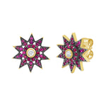 Lionheart Lumière ruby star post earrings in 14K gold — dainty celestial studs inspired by the elegance of Victorian star jewelry