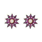 Lionheart Lumière ruby star post earrings in 14K gold — dainty celestial studs inspired by the elegance of Victorian star jewelry