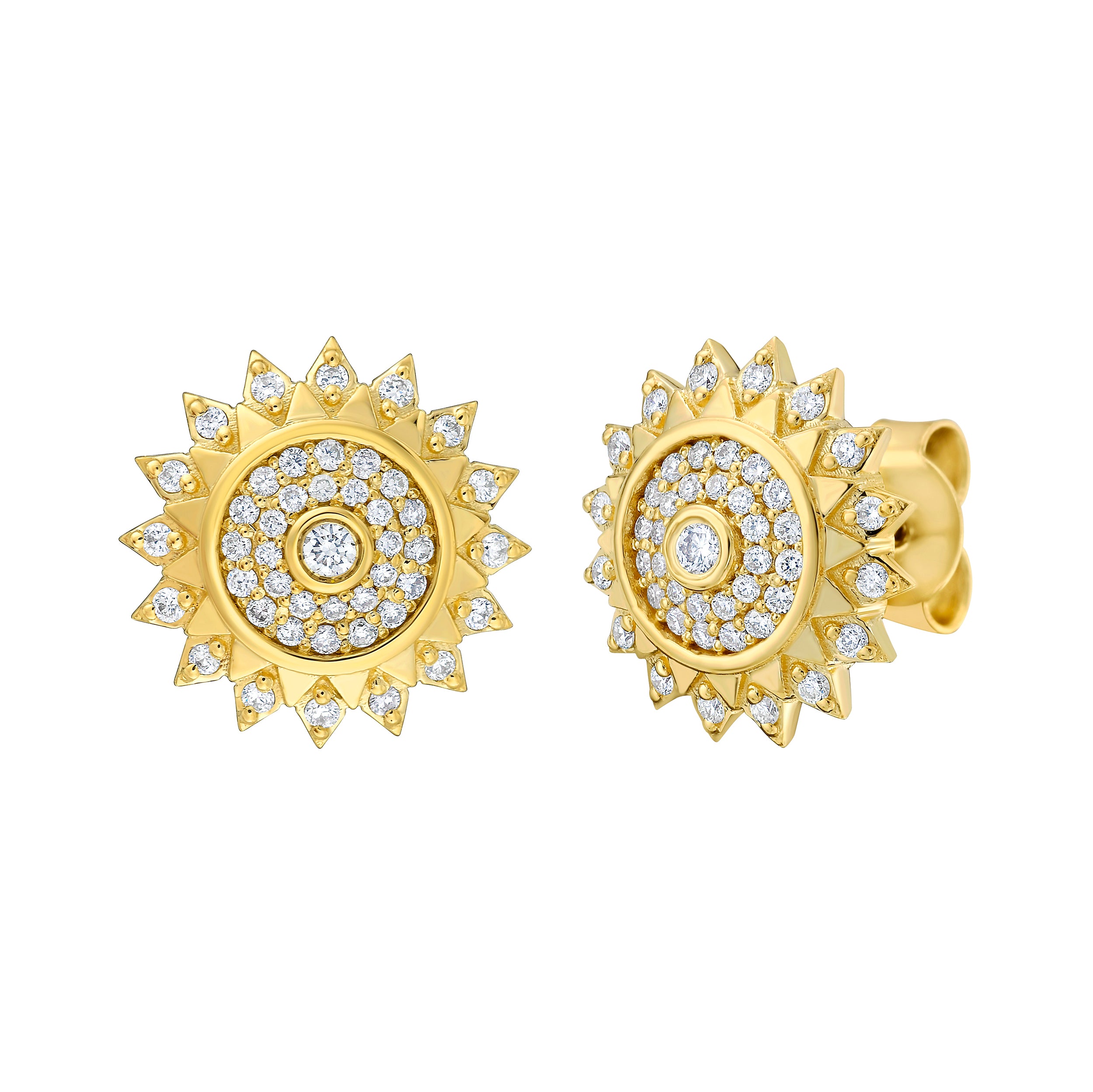 Lionheart Soraya mini evil eye post earrings in 14K gold with diamonds — beautiful everyday studs