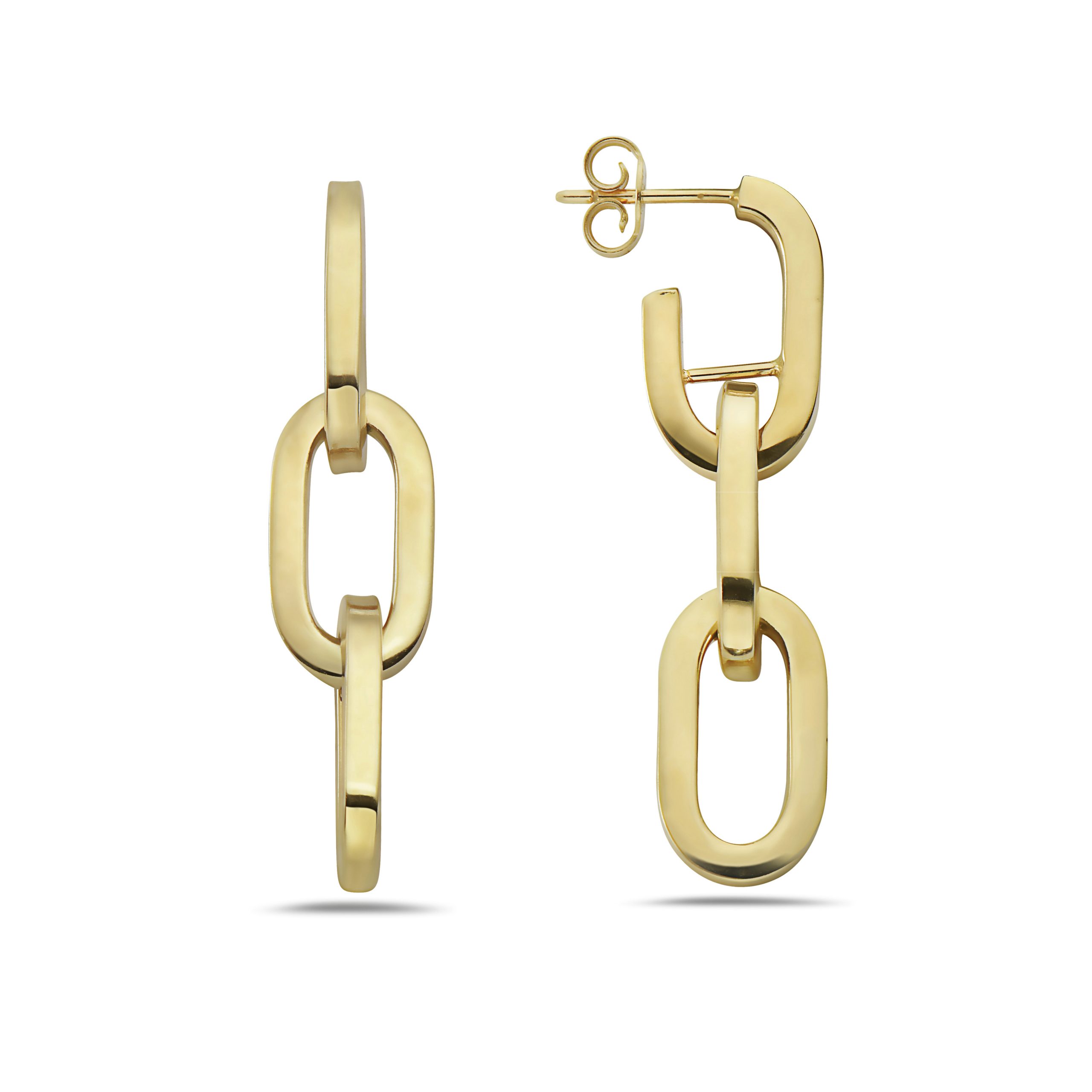 Joy Signature Link Dangle Earrings In 14K Yellow Gold
