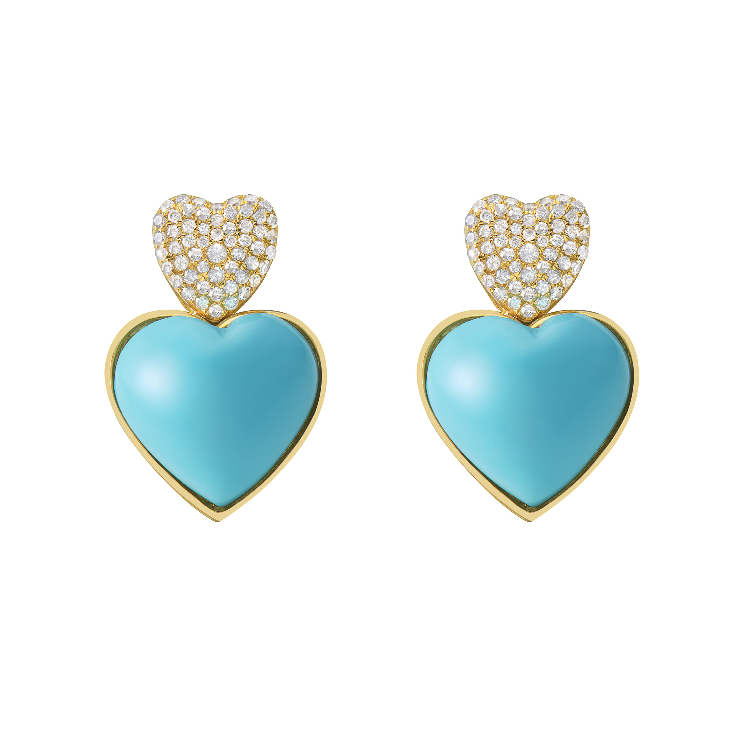 Aria Heart Earrings Earrings With Pavé Set Diamonds And Turquoise
