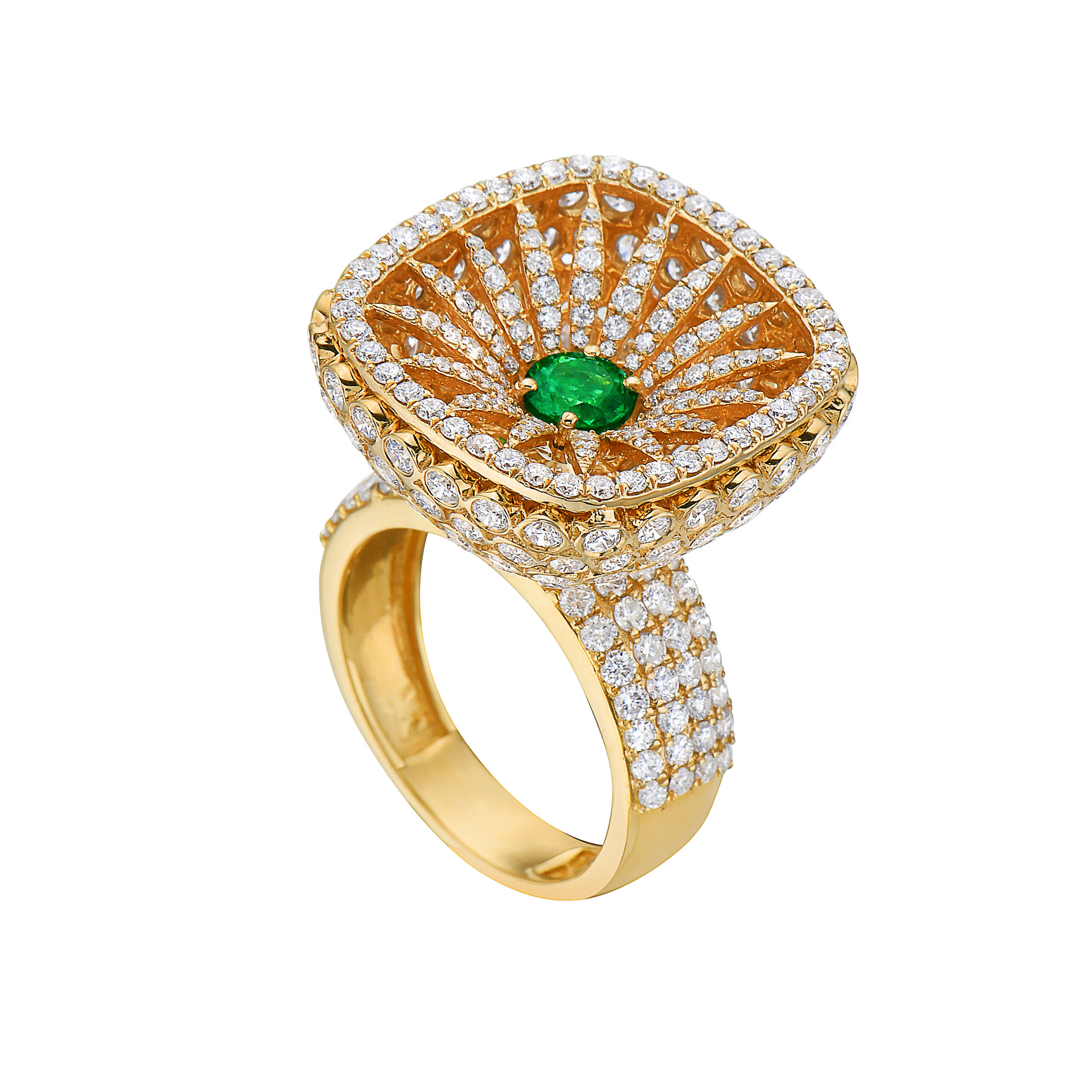 Farah Emerald Flower Cocktail Ring
