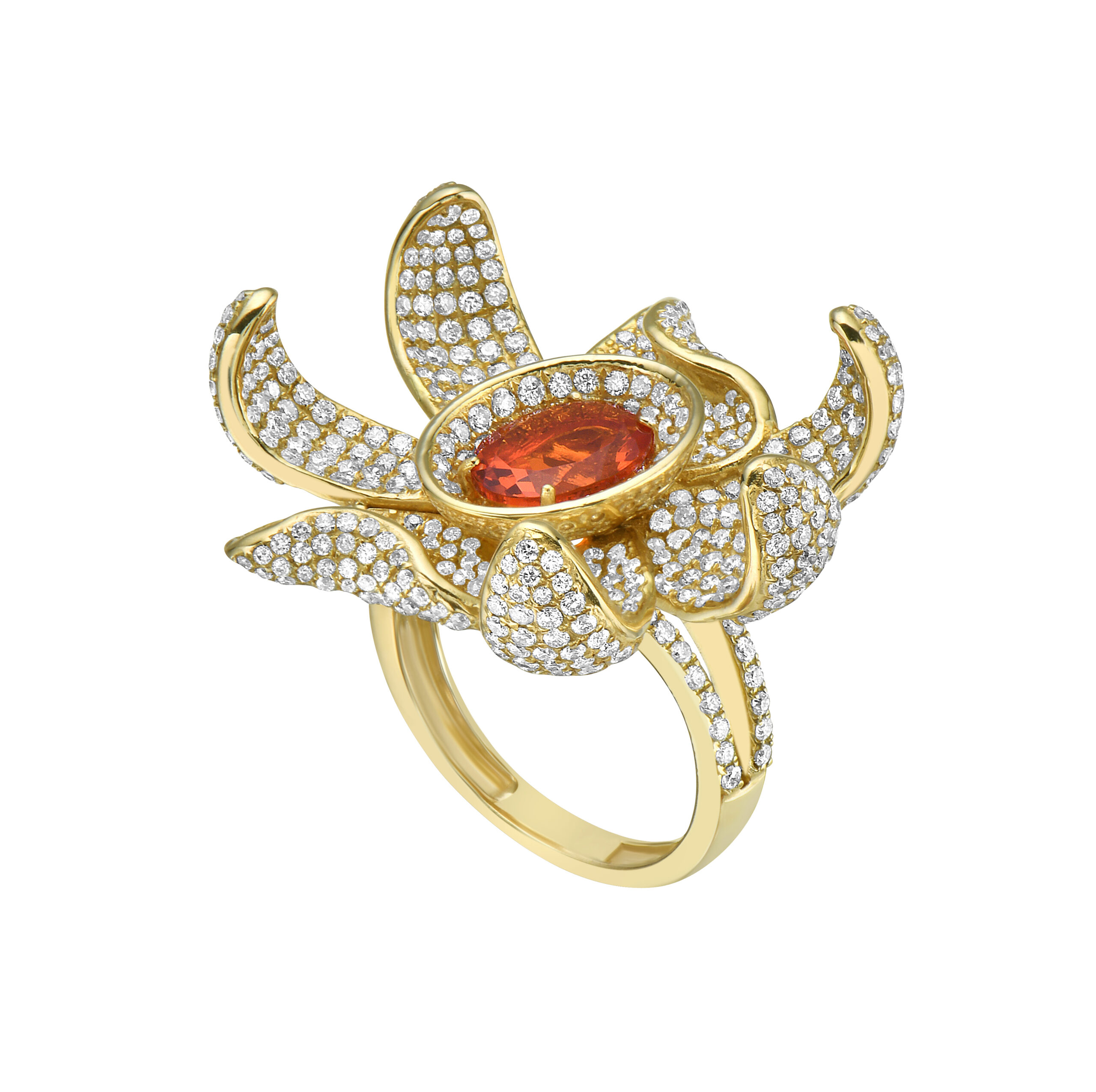 Flower Fire Opal Cocktail Ring