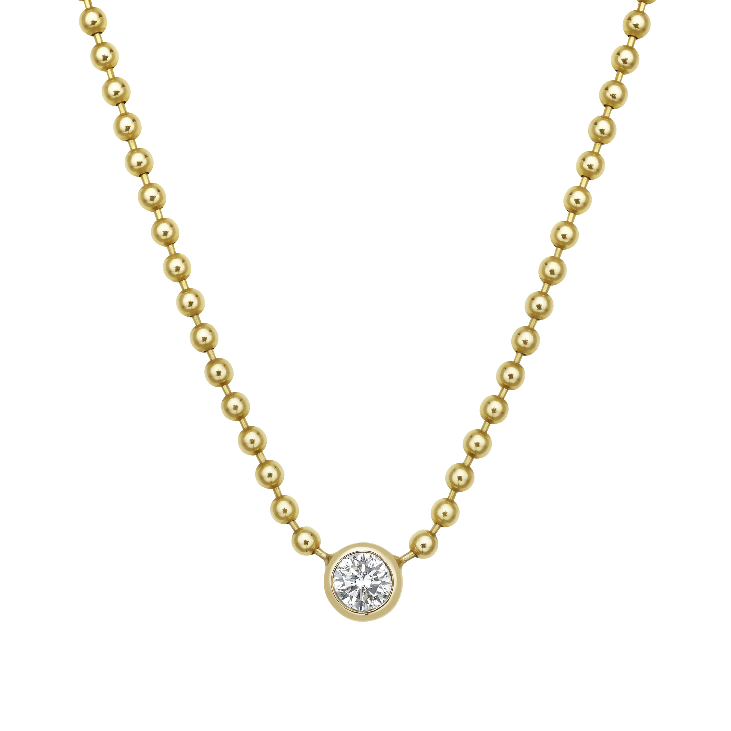 Rose Gold Necklace with Small Diamond Ball - Jade Jewellery