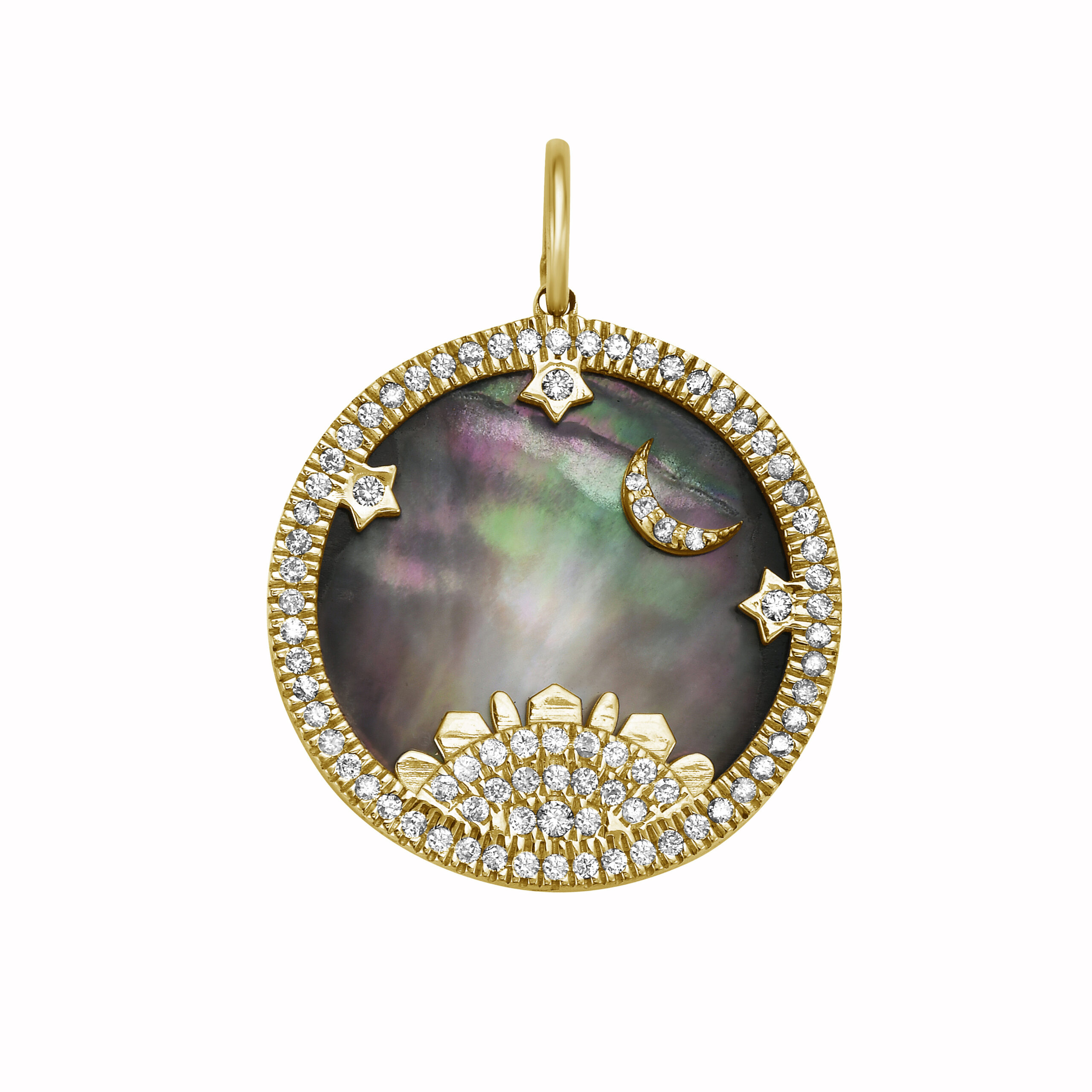 Starry Night Gray Mother of Pearl Medallion
