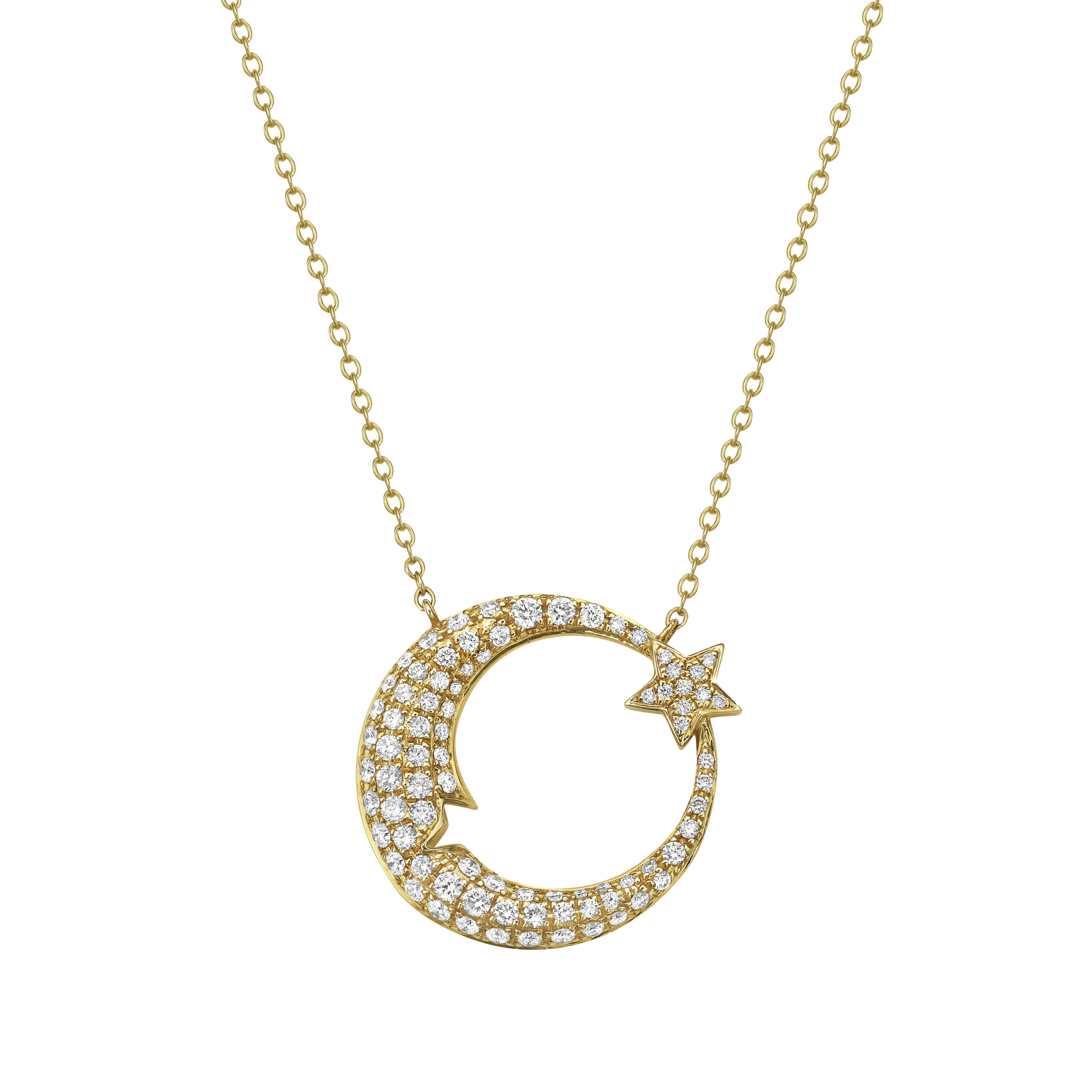 Titanium Steel Diamond Rhinestone Star Moon Shaped Pendant Necklace  Clavicle Charm Women Jewelry | Fruugo UK