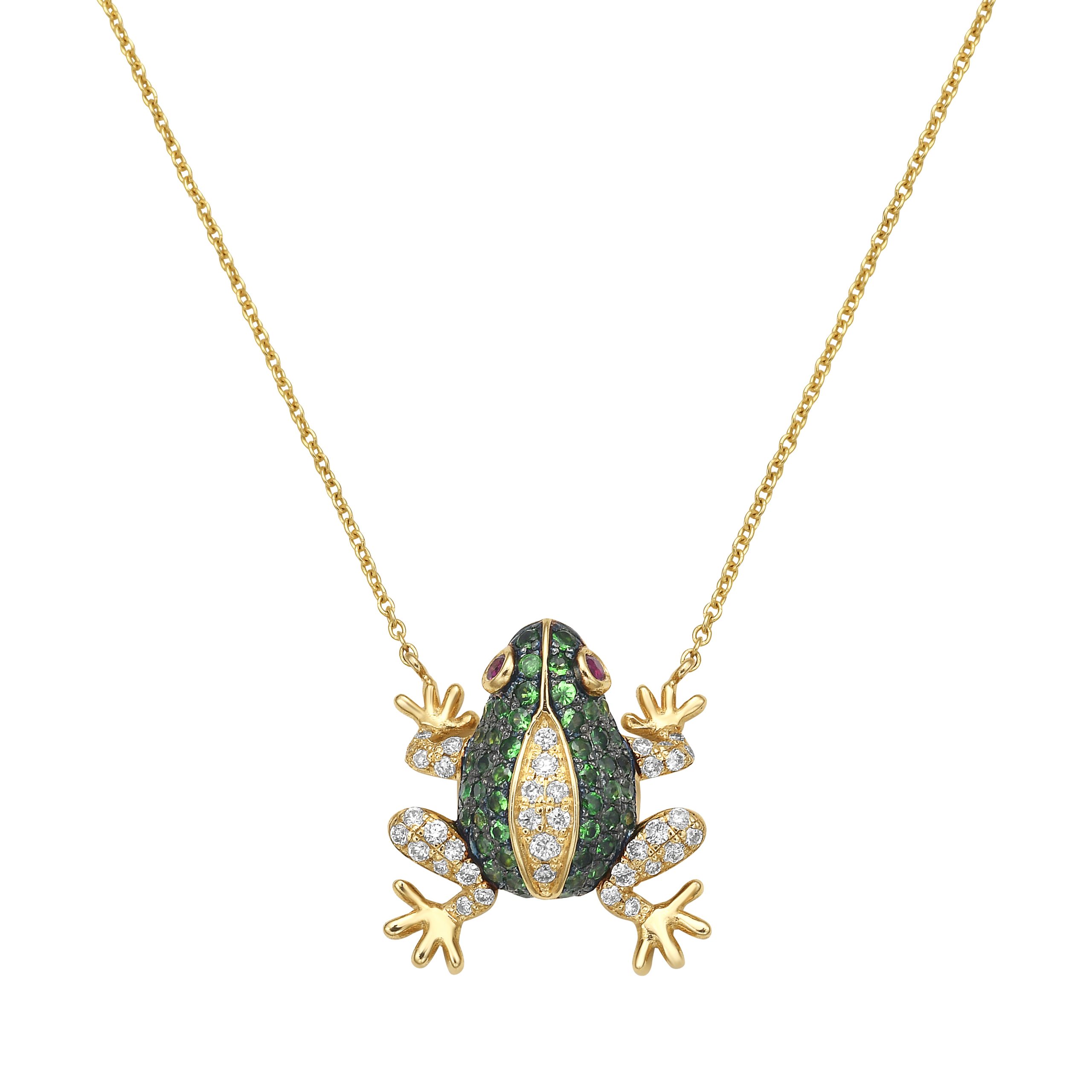 Bisou Tsavorite Lucky Frog Charm Necklace