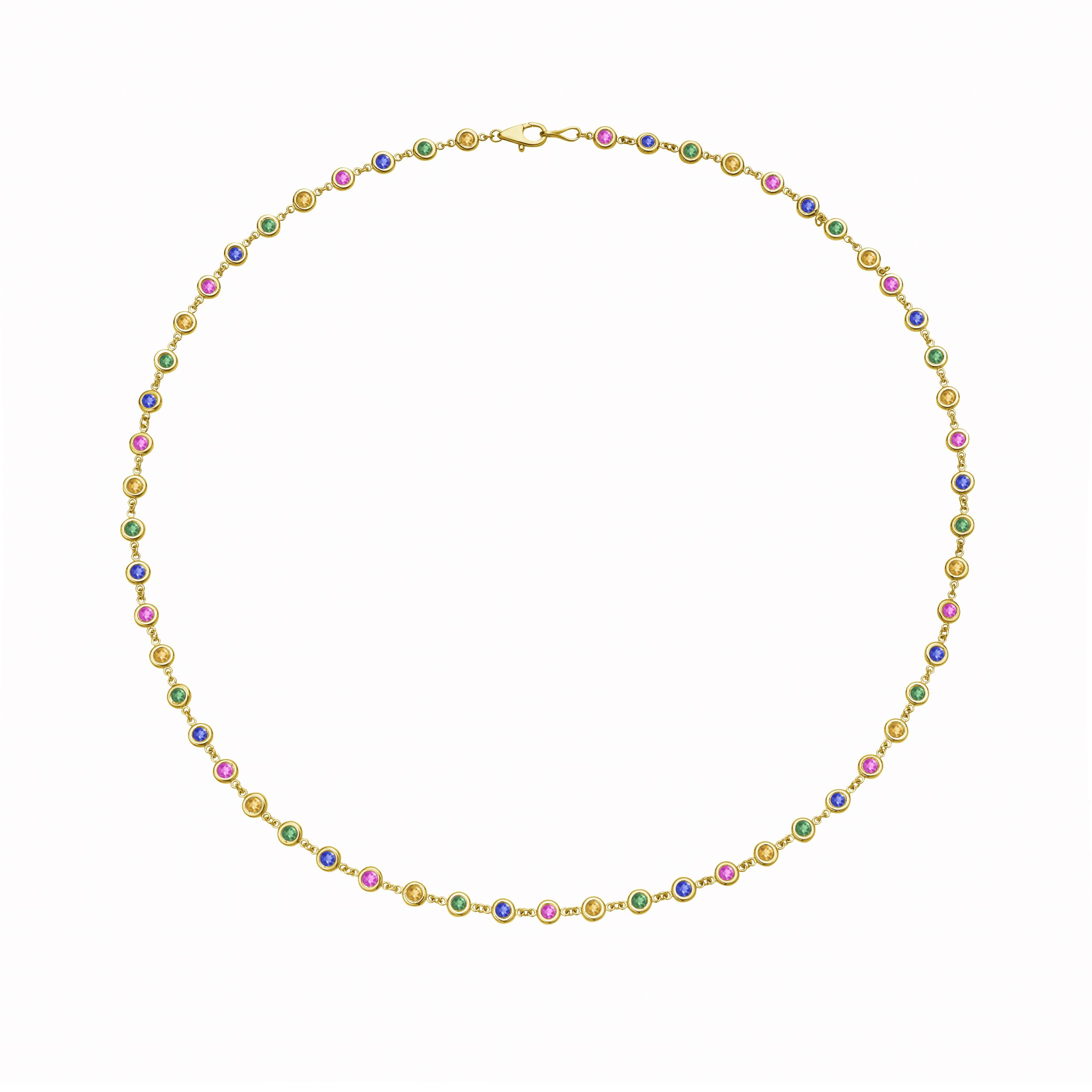 Bezel Set Multi Sapphires by The Yard Necklace