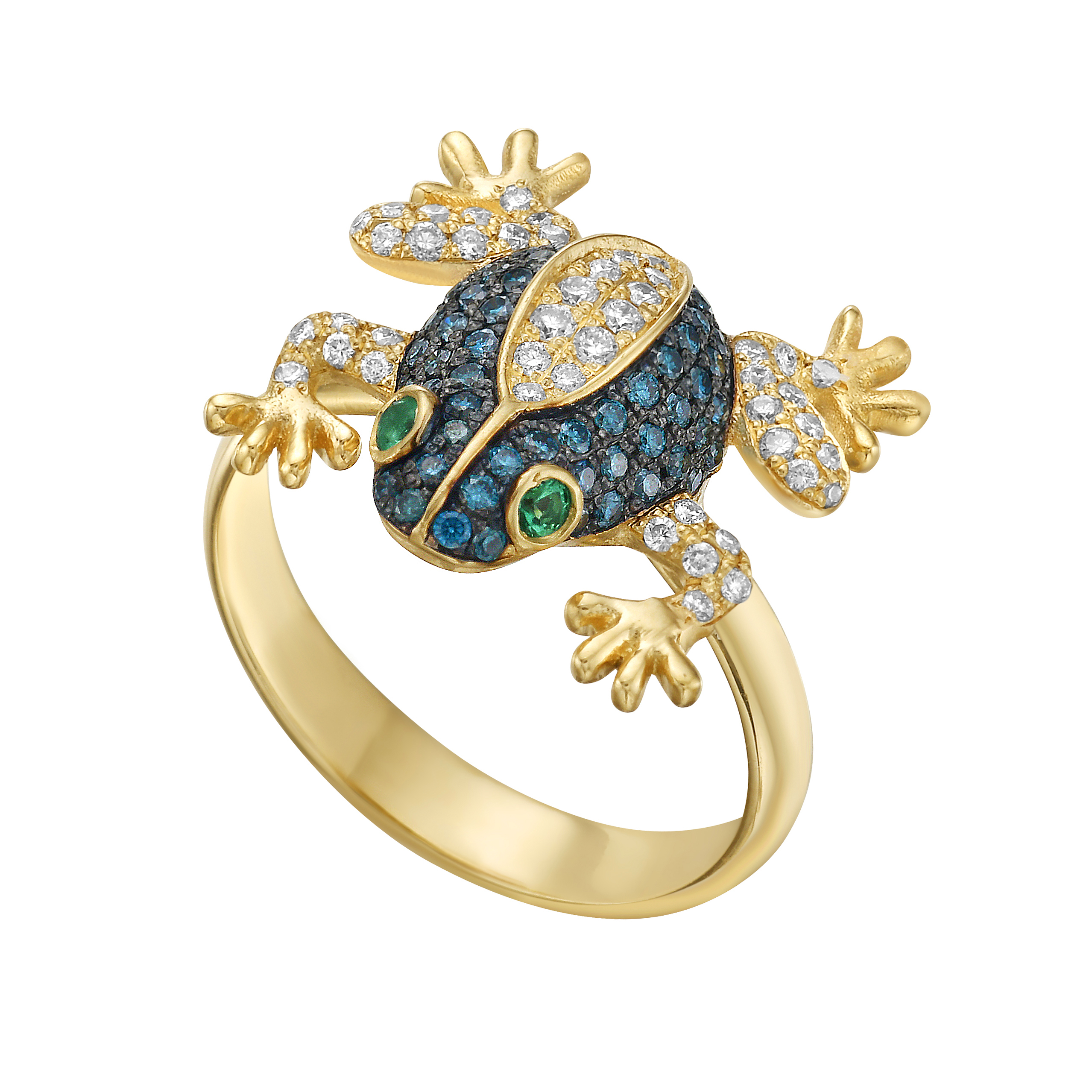 Bisou Blue Diamond Lucky Frog Ring